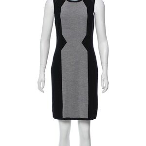 Milly‎ Black and Gray Panel Midi Dress